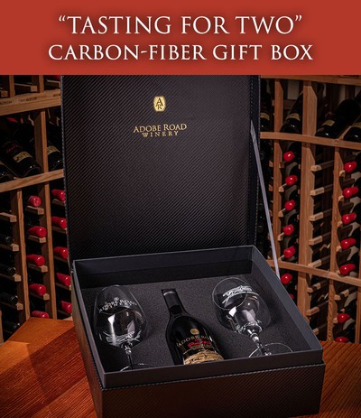 1 Bottle Carbon Fiber Gift Box with Wine Glasses (wine not included)